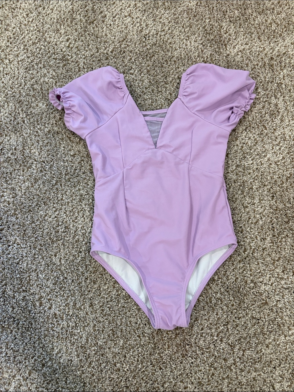 Childrens Lavender Puff Sleeve Leotard